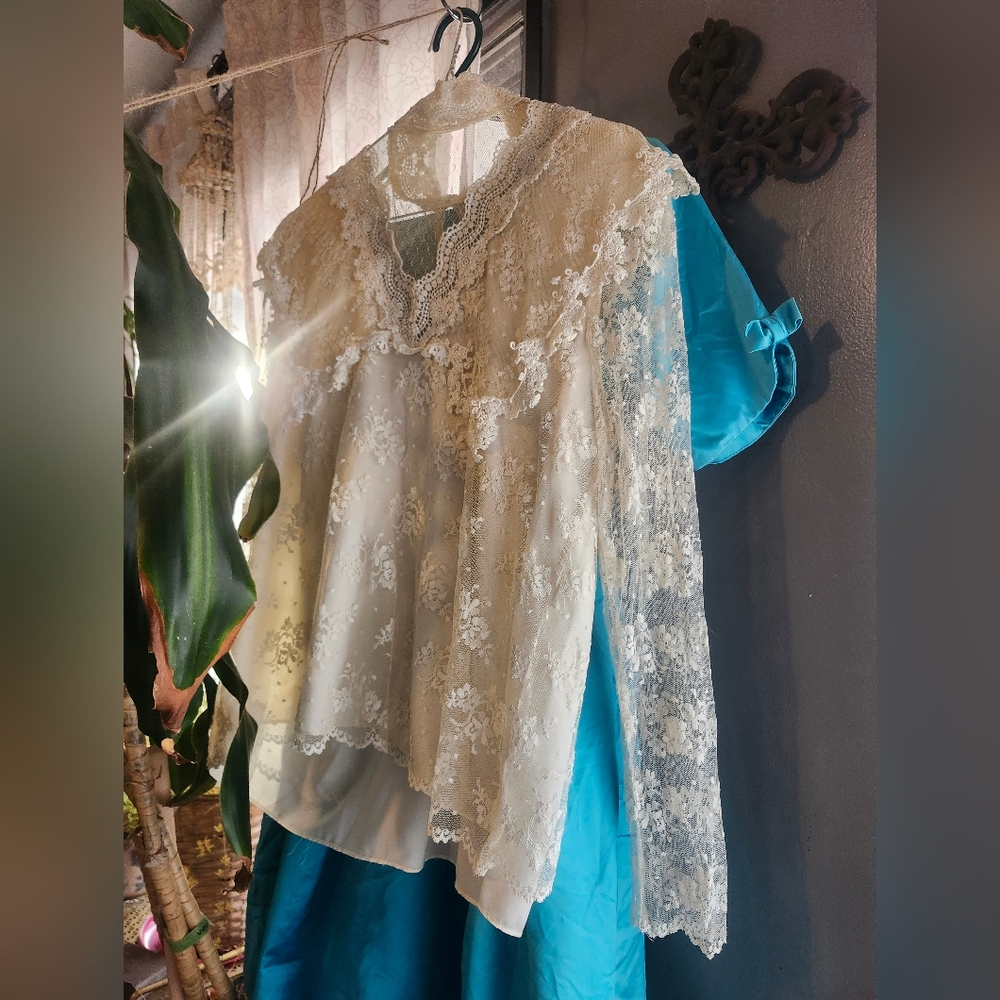 Vintage JESSICA MCLINTOCK Gunne Sax Lace Women Top in Cream Whimsy Fairycore 80s